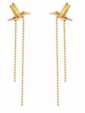 Hummingbird Drop Chain Earrings